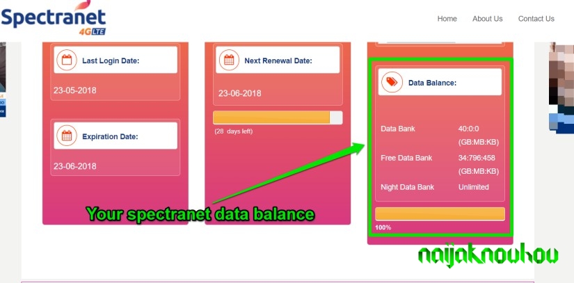 how to check spectranet data balance