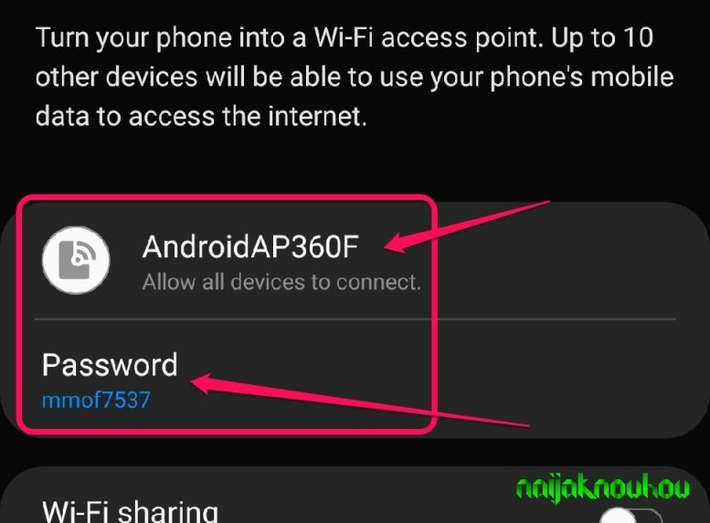 Rename mobile hotspot and password