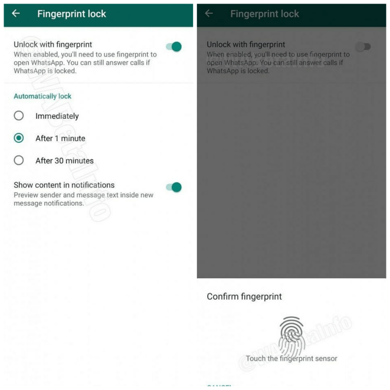 WhatsApp Fingerprint Verification