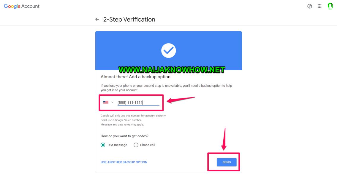 Fix Google 2-Step Verification Error "Invalid Number, Try Again" In Nigeria