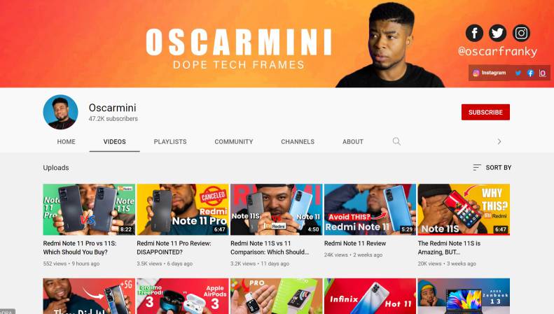 Oscarmini - Nigerian Tech YouTube Channel